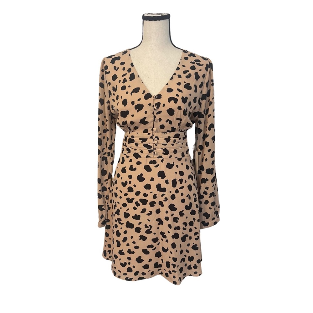 NWT Nine Britton Brynlee Pleat Waist Leopard Print Dress - size medium